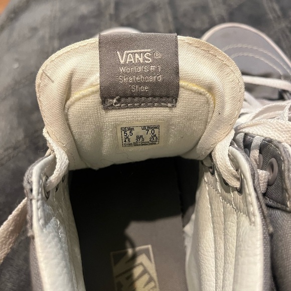 Vans Gray and White Skateboarding High-Tops - Picture 2 of 7